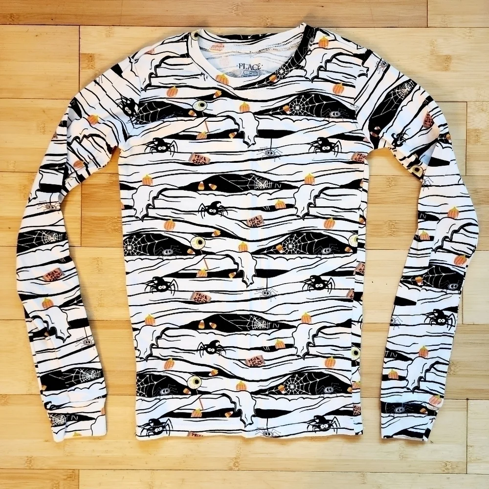 Children's Place Kid's Glow In The Dark 2 Piece Pajama Set Halloween Mummy EUC